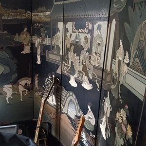 Two decorative Japanese screens